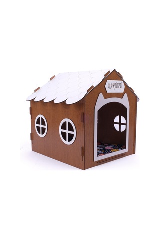 Ahşap Özel İsim Baskılı Dekoratif Kedi Evi-kulübesi, Kediler İçin Kulübe, Kedi Kulübesi Ceviz