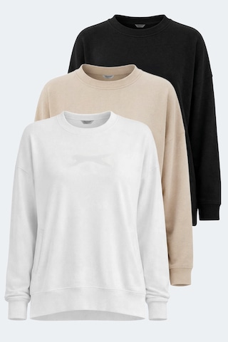 Slazenger Vıkentı Sw 3 Lü Set Kadın Sweatshırt Beyaz - Siyah - Bej