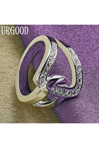 925 Ayar Gümüş Geometrik Aaa Zirkon Yüzük Moda Takı