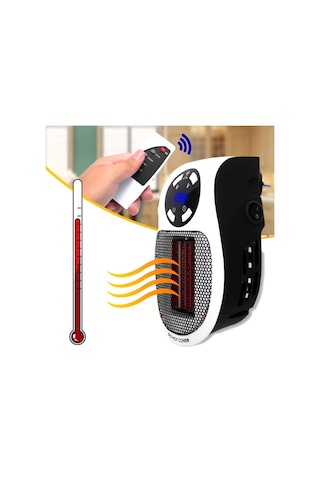 Powermaster Pm-20327 500watt Priz Tipi Uzaktan Kumandalı Taşınabilir Isıtıcı Zamanlayıcı - Otomatik Kapanma