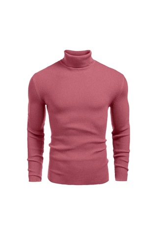 Polızeı Erkek Slim Fit Boğazlı Triko Kazak Esnek Dokulu Gülkurusu