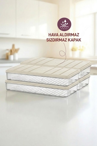 Selka Home 4 Adet 1 Lt. Nora Organizer Buzdolabı  Buzluk Düzenleyici Saklama Kabı
