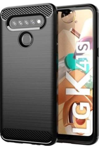 Microcase LG Uyumlu K41S Brushed Carbon Fiber Silikon Kilif - Siyah 469262460