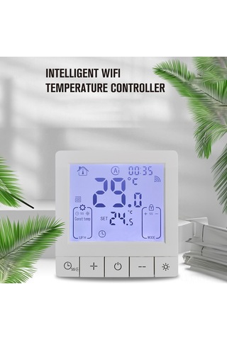 Ranyeek Akıllı Su Isıtma Termostati, Wifi İle Uzak Kontrol, 24 Saatli Zamanlama, Lcd Ekran, Tuya App Ve Ses Kontrolü, Ip20 Koruma, Beyaz 3a