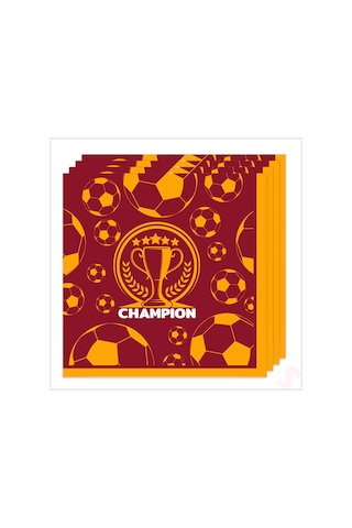 Futbol Temalı Sarı Kırmızı Champion Peçete - 33 Cm X 16 Adet