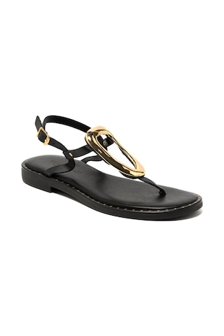19 Black Sandalet Kadın 22035 Myconian 2025 Greek Sandal Siyah