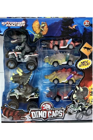 Çek Bırak Dinozor Atv Motor Oyuncak Araba 6 Lı Set