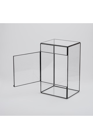 Cam Fanus Geometrik Teraryum Siyah Dikey Fanus