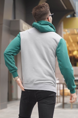 Madmext Gri Kapüşonlu Renk Bloklu Erkek Sweatshirt 6024 Gri