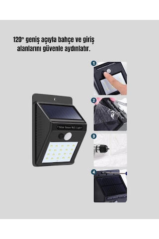 Solar Enerjili 20 Led Hareket Sensörlü Duvar Lambası Çr