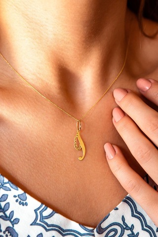 El Yazısı I Harf Altın Kolye