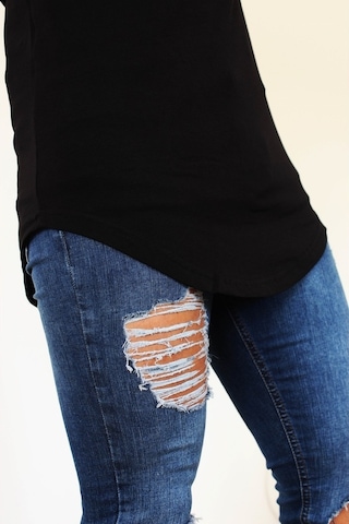 Boldy Erkek Long Fit Tişört Long Tişört Long Kesim Tişört-Siyah