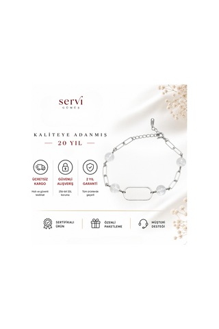 Servi 925 Ayar Gümüş Kristal Boncuklu Modern Zincir Bileklik-326