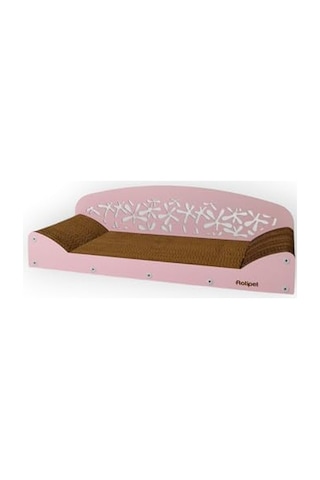 Rotipet Sloffy Karton Kedi Tırmalama Koltuğu Çift Katlı, 4 Yüzey Kullanım, 68x25x20 Cm Şeker Pembesi