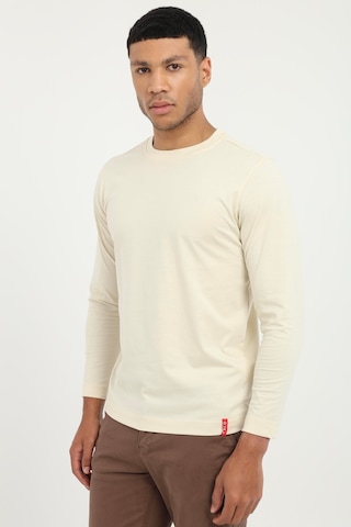 Dufy Bej Basic O Yaka Erkek Uzun Kollu T-shirt-25485