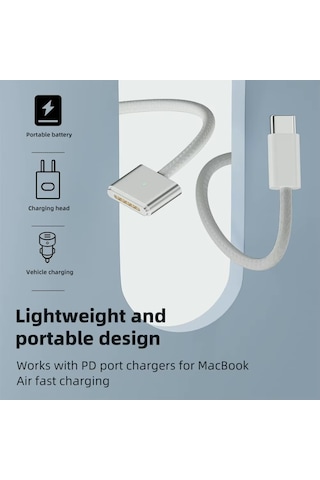 Macbook Air Pro A2442 A2485 A2681 Uyumlu 140w Pd 3.1 Hızlı Şarj 2m Usb Type C - Magsafe 3