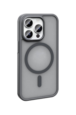 Apple Uyumlu iPhone 14 Pro Max Kılıf M-safe Şarj Özellikli Mat Arka Yüzey Zore Sio Kapak Gri