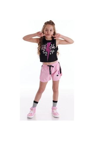 Denokids Mushi Rock Life Kız Çocuk Şort Takım Çok Renkli