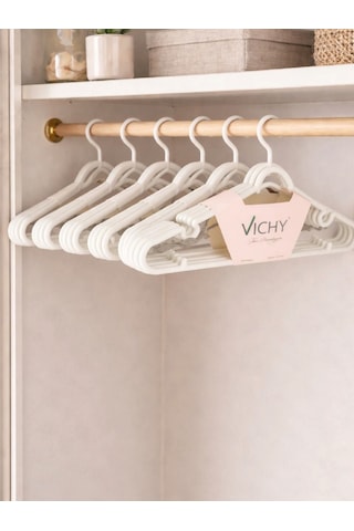 Vichy 5 Li Kaymaz Çok Amaçlı Askı 42,2 Cm Krem Renk Elbise & Pantolon Askısı Vch-7018 Açık Bej