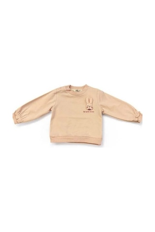 Cantoy Kız Bebek Tavşan Baskılı Sweatshirt-14200 Pudra