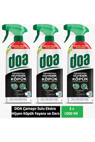 Doa Çamaşır Sulu Hijyenik Köpük Fayans Ve Derz Temizleyici Ekstra Hijyen 1 Lt X 3 Adet 3'lü Set