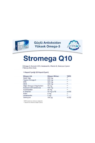 Acvison Stromega Yüksek Miktarda Omega3 İçeren 5'li Etki