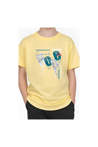 Panios Kids Hope Baskılı Erkek Çocuk Yuvarlak Yaka Kısa Kollu T-shirt Sarı