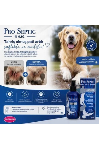 Pro-septic 250ml Doğal Antiseptik Doğal Hayvan Temizleme Yara Göz Kulak Silme Kedi Köpek Kuş Sağlığı Zararsız Sprey