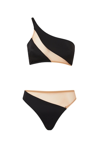 Norma Kamali Yılan Desenli Yüksek Bel Bikini Altı Siyah