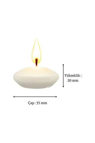 50 Li Paket Çap 3,5 Cm Beyaz Yüzen Mum Beyaz - Beyaz