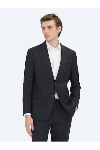 Siyah Mikro Yün Karışımlı Takım Elbise Siyah