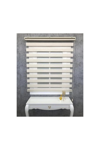 Krem İthal Bambu Zebra Stor Perde Eteksiz 1. Kalite+alüminyum Kasa