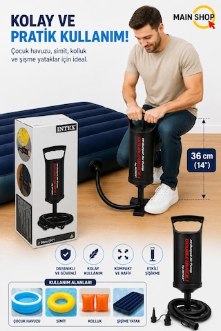 Mainshop Intex Double Quick I Pratik El Pompası Şişme Yatak Havuz Bot Pompası 36 Cm M-68614