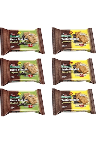 Eti Burçak 273 Gr Zeytinli Ve Çörek Otlu Tuzlu Bisküvi 6 Lı Karma Paket
