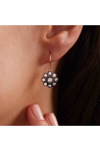 Elmas Montürlü 14 Ayar Rose Altın Küpe
