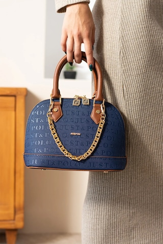 Just Polo Kadın Zincir Detaylı Lüks El Ve Omuz Çantası Shopper Ebat : 25x22 Cm Lacivert