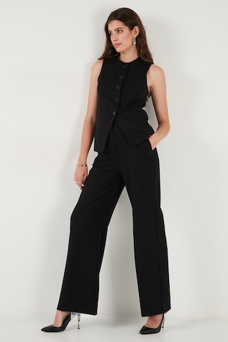 Lela Wide Leg Orta Yüksek Bel Bol Paça Kumaş Bayan Pantolon 6522974 Siyah