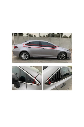 Toyota Corolla Uyumlu Krom Cam Alt Çıtası 2019 Sonrası 8 Parça