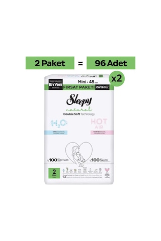 Sleepy Natural Double Soft Ultra Fırsat Paketi Bebek Bezi 2 Numara Mini 96 Adet
