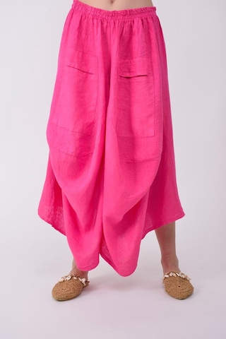 Bohem Stil İtalyan Cepli Keten Şalvar Pantolon 36-48 Beden Arası -8746 Pembe