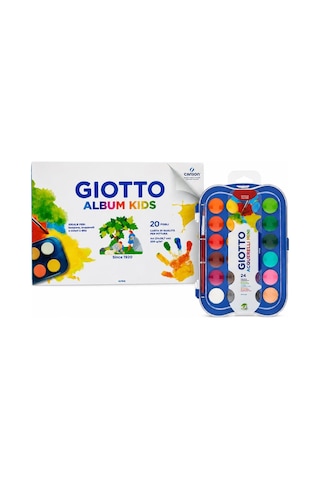 Giotto Çocuk Resim Seti Album Kids A4 20 Yaprak 200 Gr Resim Defteri + Acquerelli Mini 24 Renk Sulu Boya Seti