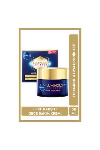 Nivea Luminous630 Thiamidol Etkili Leke Karşıtı Gece Yüz Bakım Kremi Hyaluronik Asit Nemlendirici 50 ML