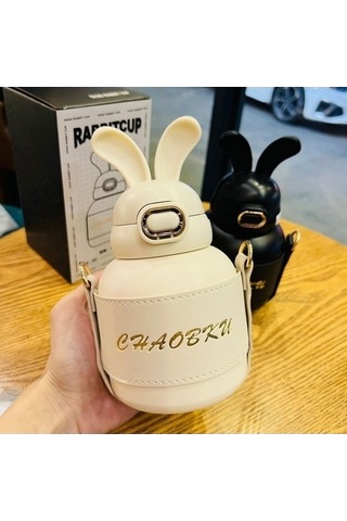 Didadodo Sevimli Tavşan Bardağı - Pembe Kulaklı Su Şişesi - Zq Pembe, Küçük Baskılı Pembe