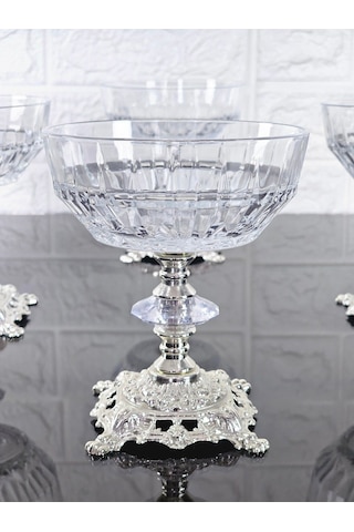 Paşabahçe Serisi Echo Kase & Magnolıa Kase & Dondurmalık & Şekerlik Kare Gümüş Döküm Ayaklı Naturel