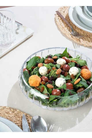 Cam Salata Kasesi - 21 Cm Orta Sunum Kasesi - 2 Li Çok Amaçlı Kase Meyvelik Şeffaf
