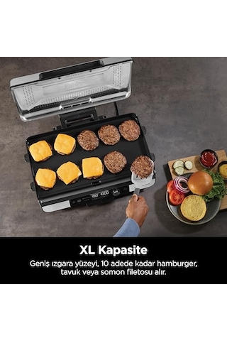 Ninja Sizzle Pro Xl Indoor Grill, Izgara Makinesi Gx101eu Seramik Yapışmaz Kaplama, Çıkarılabilir Kapak, Yağ Toplama Tepsisi, Yemek Kitabı, Gx101eu