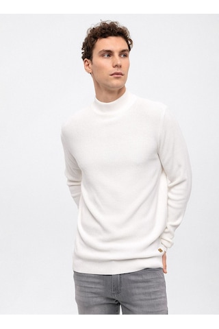 Yarım Balıkçı Yaka Regular Fit Düz Beyaz Erkek Kazak B33w40060 001