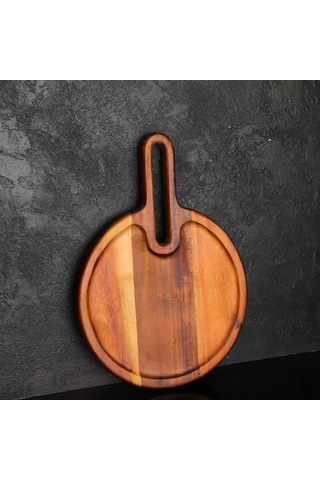 Mien Dayanıklı Ahşap Akasya Bohem Yuvarlak Sunumluk Büyük Boy L 7b117 Ahşap