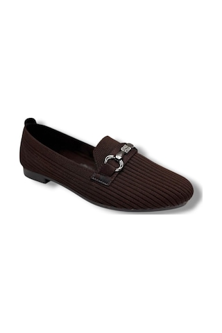 C-shoes Sg3185-26 Triko Taşlı Mw Toka Anatomik Kadın Babet Kahverengi