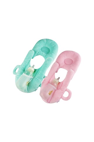 Sones Bebek Bebek Şişe Rafı Serbest El Şişe Tutucu Pamuklu Bebek Süt Şişesi Besleme Öğrenme Emzirme Yastık Minderi Mavi